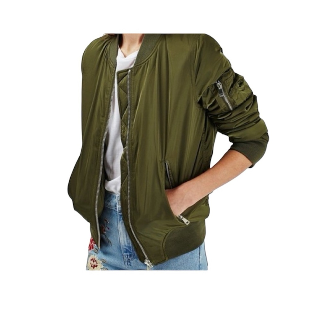Topshop Olive Green Bomber Jacket